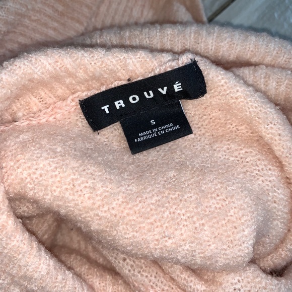 Trouve Cowl Neck Off the Shoulder Sweater In Blush - Picture 3 of 8